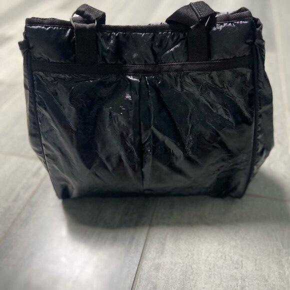 LeSportsac Black Liquid Patent Coated Nylon Tote / Cross‑Body Bag - Picture 4 of 16